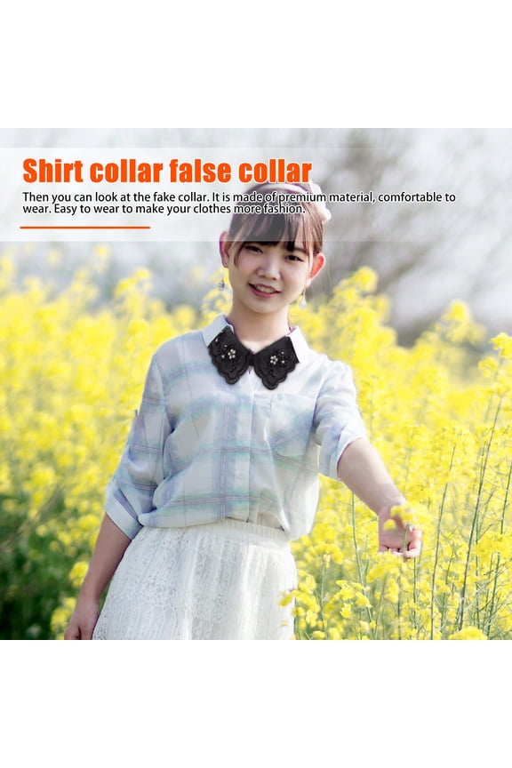 1Pc Detachable Black Embroidered Fake Collar Retro Decorative False Collar for Womens Blouses and Shirts
