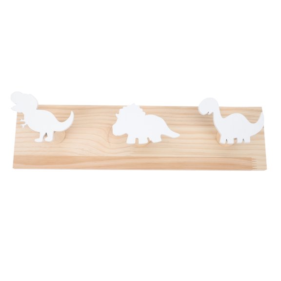 OUNONA 1Pc Dinosaur Wall Hooks with Smooth Polished Wood and White Finish for Bedroom