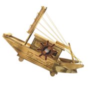 OUNONA 1Pc Exquisite Wooden Sailboat Helm Model Decor Desktop Sailboat Ornament