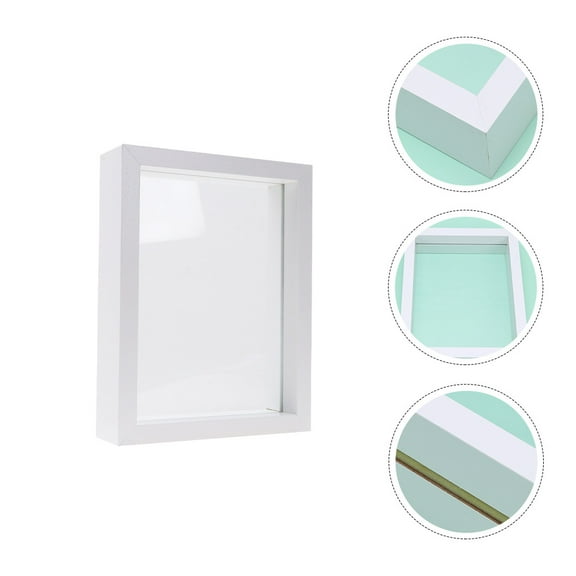 OUNONA 1Pc Clear Glass Photo Frame with Mdf Base for Specimen and Picture Display