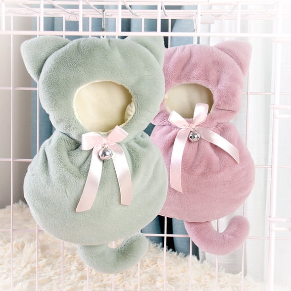 OUNONA 1Pc Hanging Hammock Pet Bed Pink Warm Enclosed Plush Nest Comfortable for Small Pets