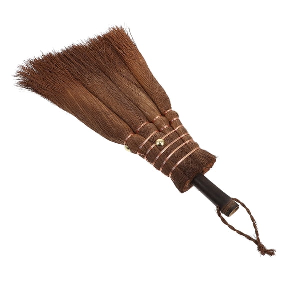 OUNONA Small Natural Palm Broom for Home Use, Lightweight Brown Cleaning Brush, and Easy to Handle