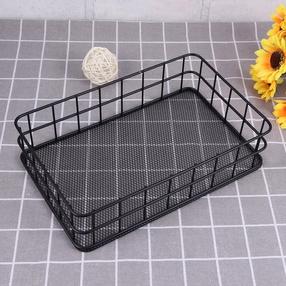 OUNONA 1Pc Metal Basket for Storage Black Wrought Iron Sundry Container for Household Use