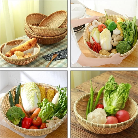 OUNONA 1Pc Khaki Pastoral Style Fruit Storage Basket Multipurpose Household Organizer Container