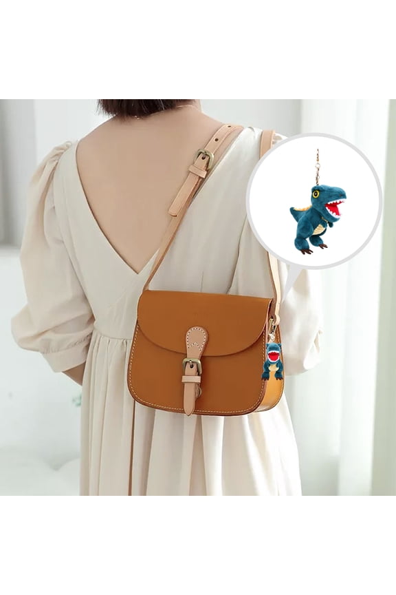 1Pc Plush Dinosaur Key Holder Dark Green Compact Pendant for Backpack Or Car Key