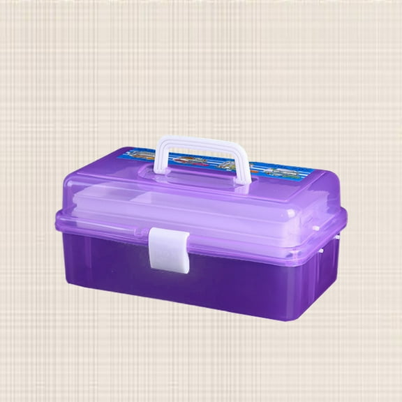 OUNONA 1Pc Purple Portable Storage Box for Accessory Organization with 3 Layers for Handyman