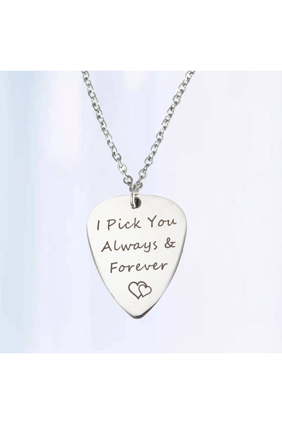 1Pc Stainless Steel Guitar Pick Necklace with Durable Black Cord Ideal for String Instrument Fans