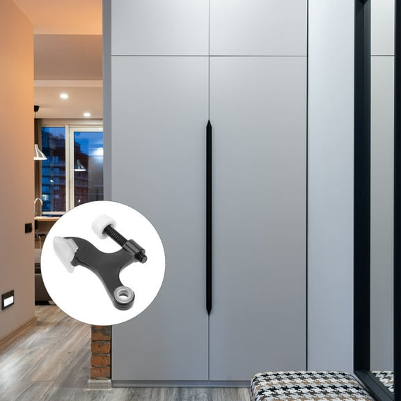 OUNONA 1Pc Silver Door Support Zinc Alloy Catch Doorstop with Rubber Base for Noise Control