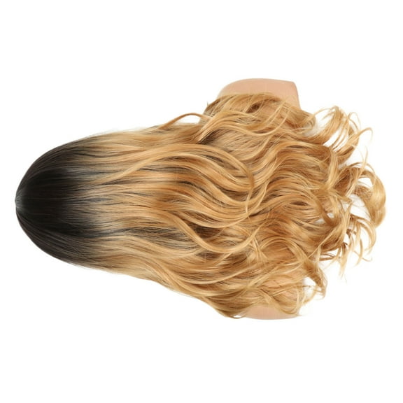 OUNONA 1Pc Stylish Mid-point Long Wig Realistic Curly Hair Hood Exquisite Net Wig Cover Hair Accessories for Woman Girl Lady (Black gradient light gold)