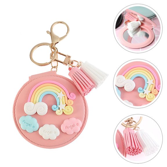 FOLOYORI Stylish Bag Tassel Charm with Mirror Keychain, 1 Pack - Decorative Accessory for Handbags and Keys