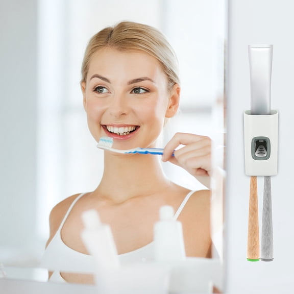 OUNONA Wall Mounted Toothpaste Dispenser, White ABS, Eco-Friendly, Stable and Convenient for Bathrooms 1Pc