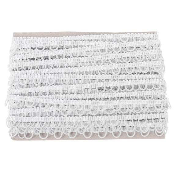 OUNONA 1Pc Elastic Button Loop Trim White Polyester for Wedding Dress and Clothing Decor