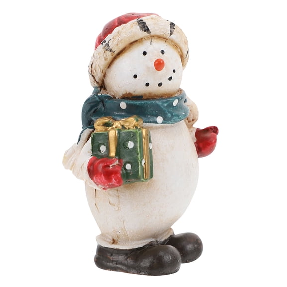 OUNONA White Resin Snowman Figurine Christmas Decoration for Desktop