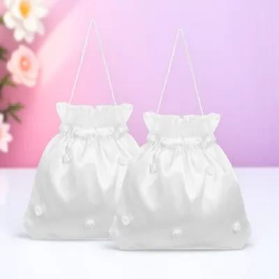 OUNONA Elegant Wedding Handbag for Bride, Drawstring Style Bridal Purse, Wedding Accessories, Lightweight and Stylish