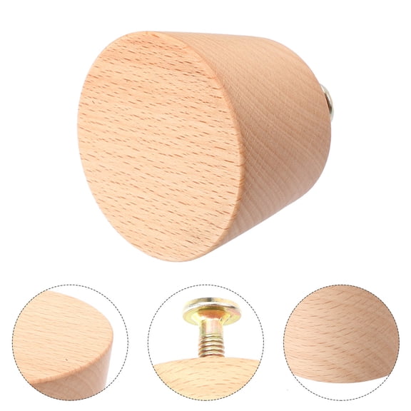 Tineasur 1Pc Home Cabinet Cone Shape Wood Door Handle Light Brown Furniture Knob Pull