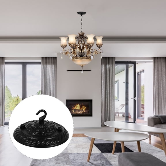 OUNONA Vintage Decorative Pendant Light Plate Black Retro Ceiling Lamp Base for Cafes Bars and Home