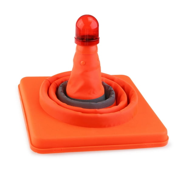 OUNONA Red Folding LED Road Cone - Splashproof, Fits in Car Trunk Or Under Seat