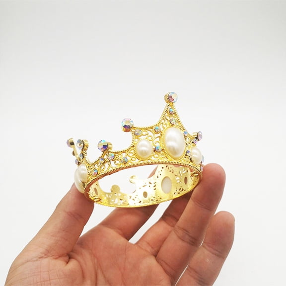 OUNONA Crown Cupcake Toppers Golden Manmade 1Pack