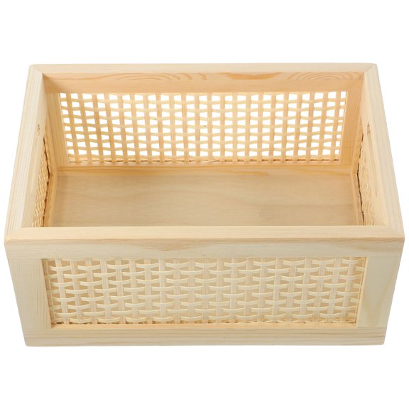 OUNONA 1Pcs Desktop Basket Bamboo Rectangular Light Yellow Home Organization