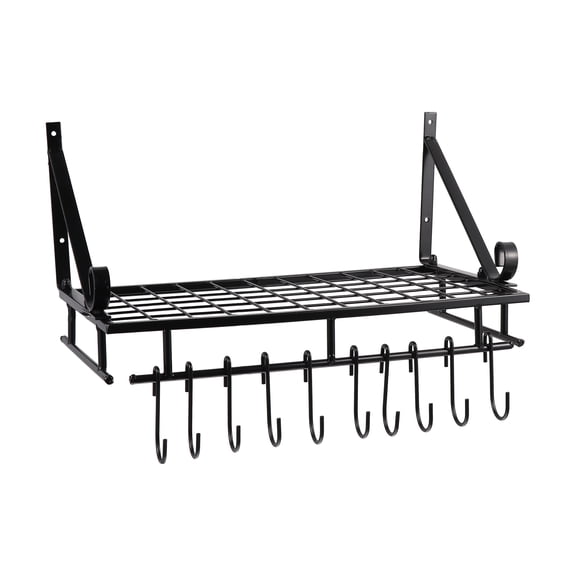 OUNONA Black Metal Wall-Mounted Dish Drying Rack Kitchen Organizer for Countertop Storage and Cooking Essentials