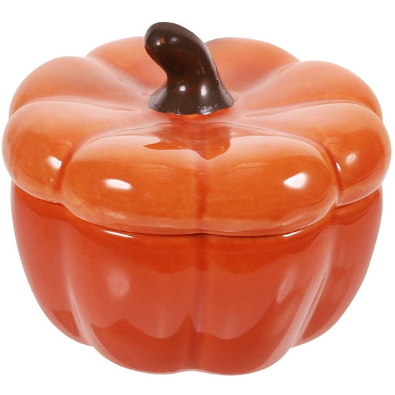 OUNONA 1Pcs Orange Ceramic Pumpkin Shape Jar Candle For Decor