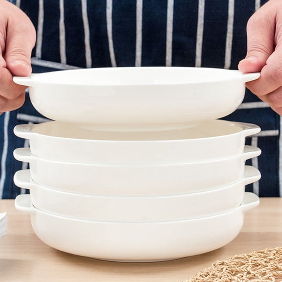 Tineasur Round Pie Baking Dishes for Oven Ceramic 1Pcs