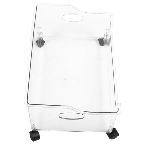 OUNONA 1Pack Storage Box with Wheels Transparent High Clarity PET Movable Organizer for Classroom