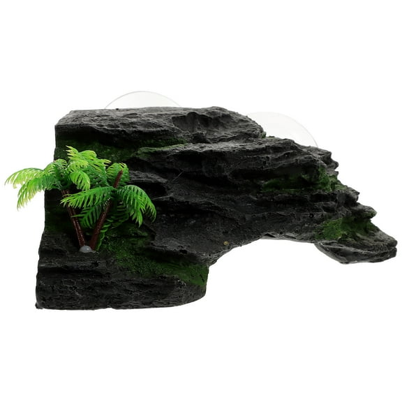 OUNONA Black Artificial Rocks for Turtle Tank Decoration and Basking Platform