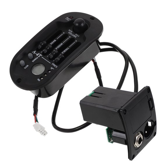 OUNONA 1Set Acoustic Guitar Pickup with 4 Band Eq Preamp Equalizer and Integrated Tuner LCD Black