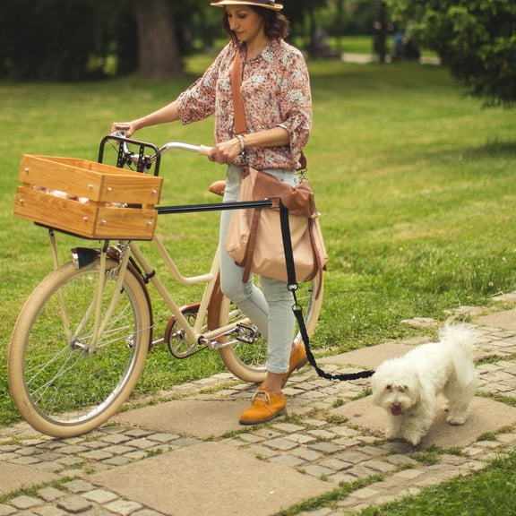 OUNONA Adjustable Bike Dog Leash Attachment for Small to Medium Pets with Comfortable Ergonomic Handle Design