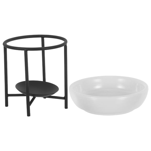 OUNONA Ceramic Wax Fragrance Warmer Black Stainless Steel Home Bedroom Decor Stable Stand Aromatherapy