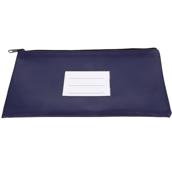 OUNONA Navy PU Money Organizer with Zipper for Cash Receipt and Document Storage Portable and Foldable