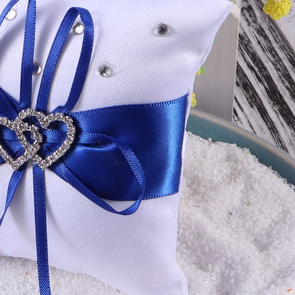 OUNONA 1Set Decorative Wedding Pillow for Ceremony with Satin Ribbons for Couples Blue