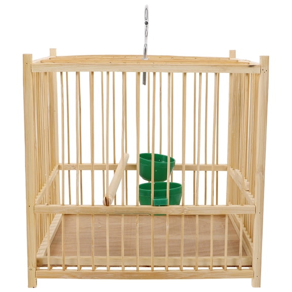 OUNONA 1Set Durable Bamboo Parrot Cage with Hanging Hook Spacious Indoor Outdoor Birdcage
