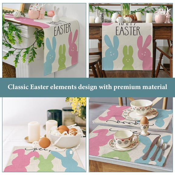 OUNONA 1Set Decorative Easter Place Mats and Table Runner with Anti Skid Features
