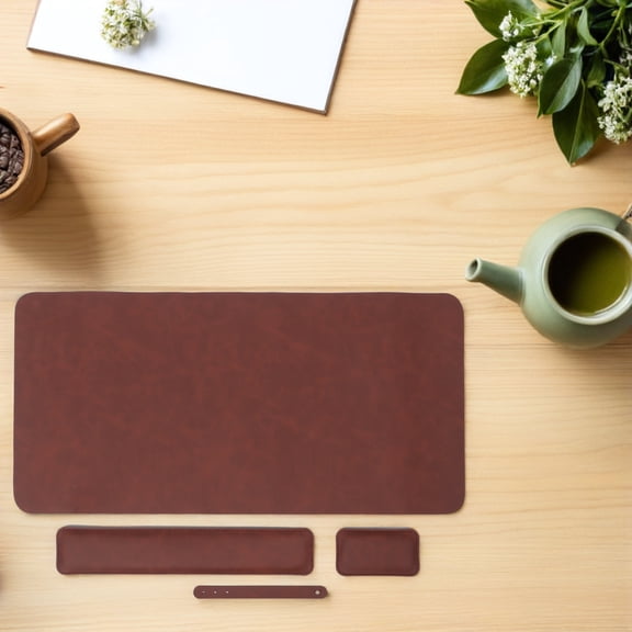 OUNONA 1Set Memory Foam Keyboard Wrist Rest and Mouse Set Brown for Gaming