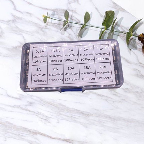 OUNONA 1Set Fast Blow Glass Fuse Kit Assorted Colors for Home Appliances Electronics and Instruments