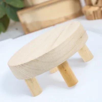 OUNONA Premium Beige Wood Plant Riser Rack Strong Indoor Wooden Potted Plant Holder for Storage