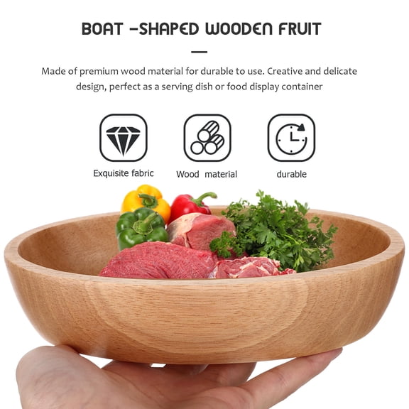 WEAVILUX Khaki Wood Fruit Holder Tray, Decorative Serving Tray for Snacks, Kitchen, and Home Use