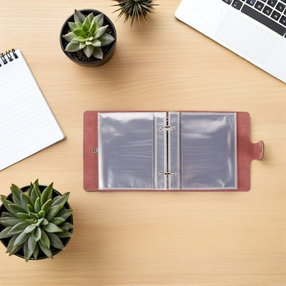 OUNONA Garden Seed Packet Organizer, Pink PU, Flexible Binder, Material, 1Set