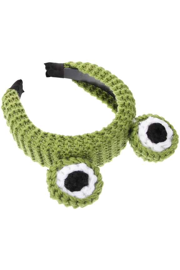 Funny Frog Headband Green Woolen Yarn for Makeup Face Wash and Spa