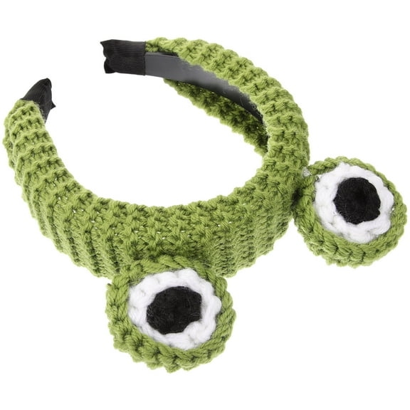 OUNONA Makeup Headbands for Girls Woolen Yarn Green Frog Headband for Washing Face 1Pcs