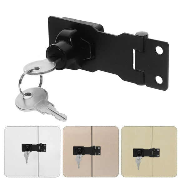 OUNONA 1Set Heavy Duty Black Keyed Lock for Double Door Cabinets Home and Office Security Latch