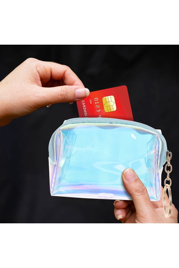 1Set Keychain Purse PVC Sky-blue Key Attachment Ladies Small Purse for Teens