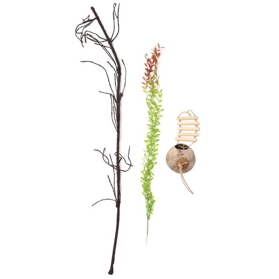 OUNONA Vivid Reptile Climbing Vines Multi-Color Plastic Coconut Shell Wood for Terrarium Habitat 1Set