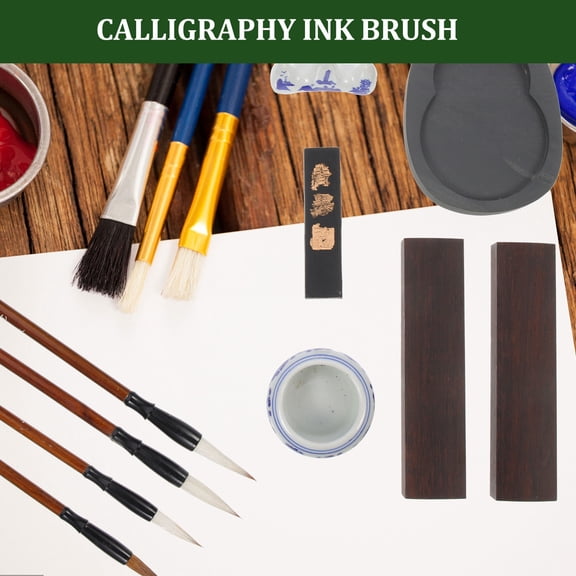 OUNONA Portable Lightweight Ink Stone Set with Practice Ink Brush for and Writing Use