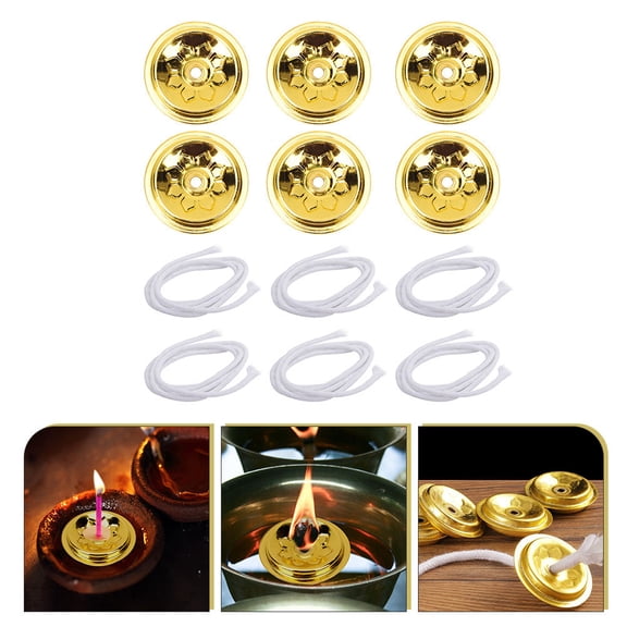 OUNONA 1Set Metal Wick Holder and Fiber Wick Made of Alloy Material for Tabletop Oil Lamp and Holiday Light