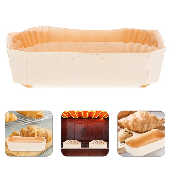 OUNONA Multi-Use Beige Wooden Loaf Pan Set with Nonstick Liner for Even Heat Distribution and Easy Food Release