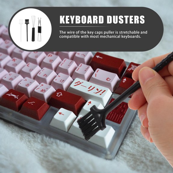 OUNONA 1Set Multifunction Keyboard Cleaning Brush and Universal Keycap Puller Metal Wire for Mechanical Keyboards