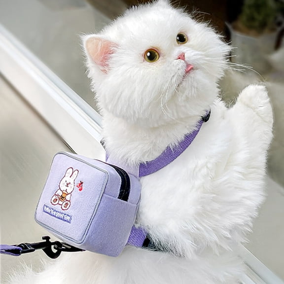 OUNONA Cat Harness Backpack Outdoor Use Pet Purple 1Pack